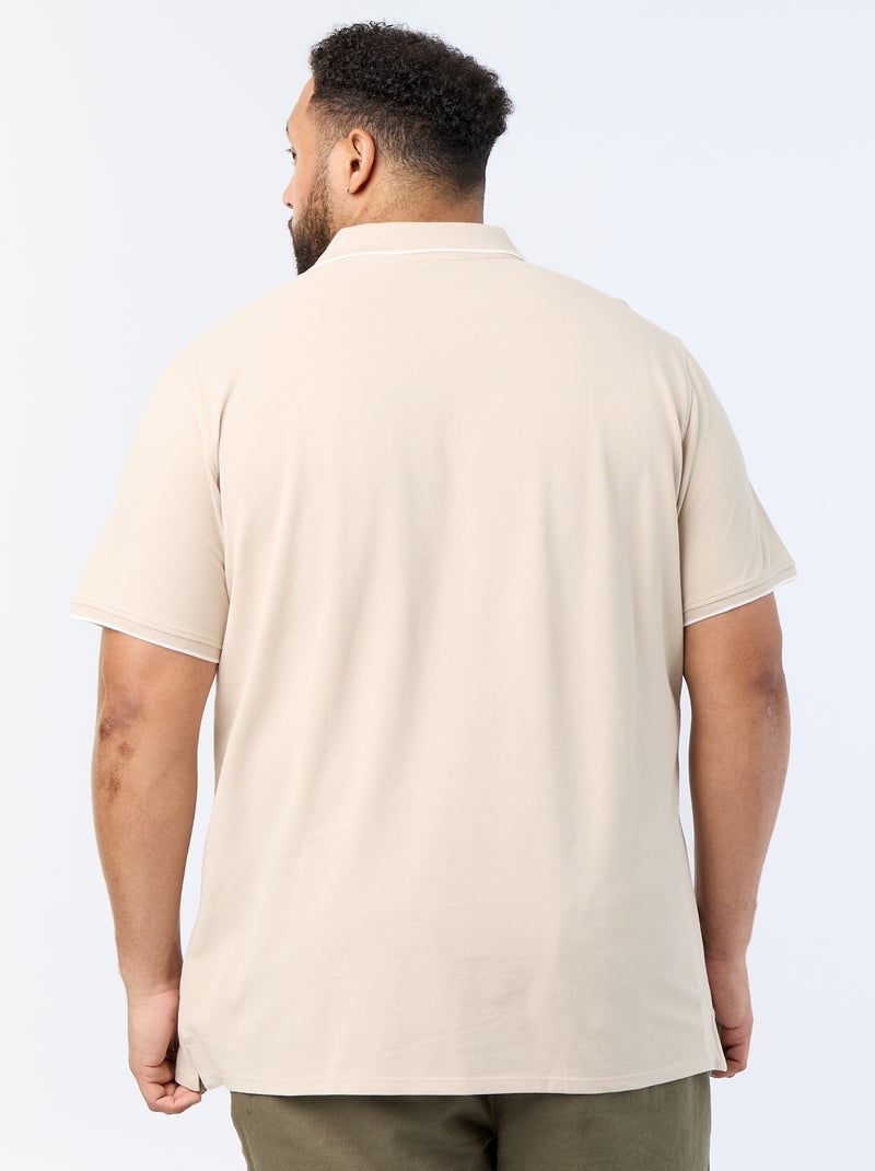 Katoenen polo met contrasterende details Biege - Kiabi