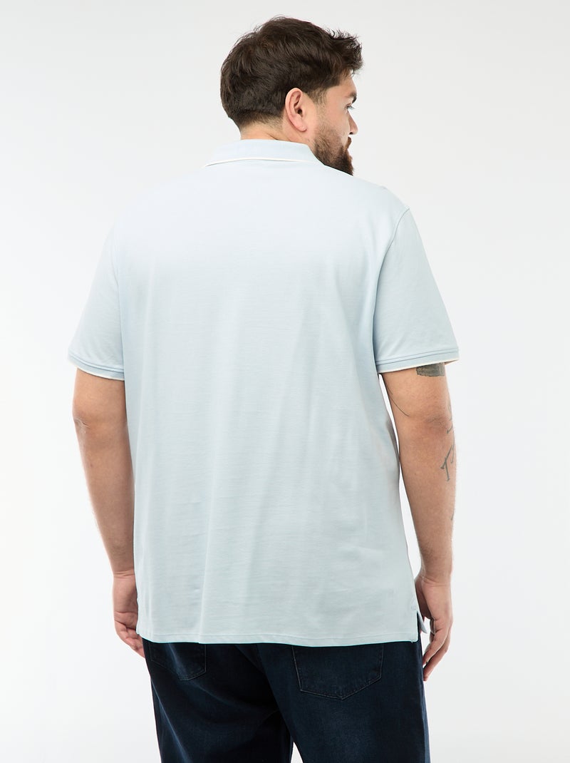 Katoenen polo met contrasterende details Blauw - Kiabi