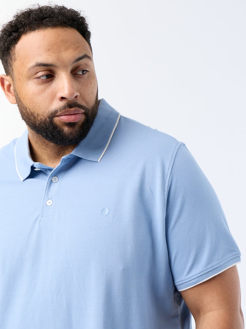 Katoenen polo met contrasterende details Blauw - Kiabi