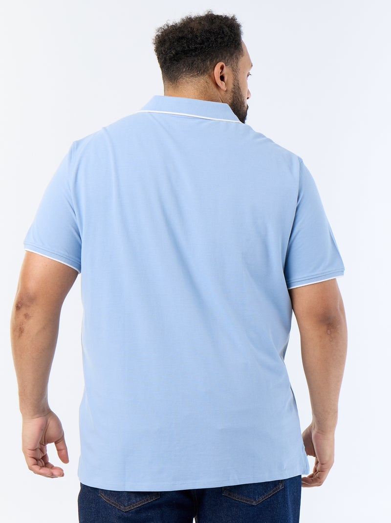 Katoenen polo met contrasterende details Blauw - Kiabi
