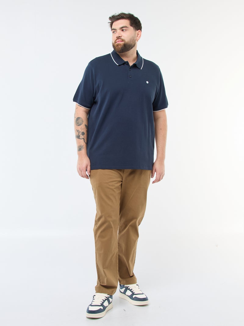 Katoenen polo met contrasterende details BLAUW - Kiabi