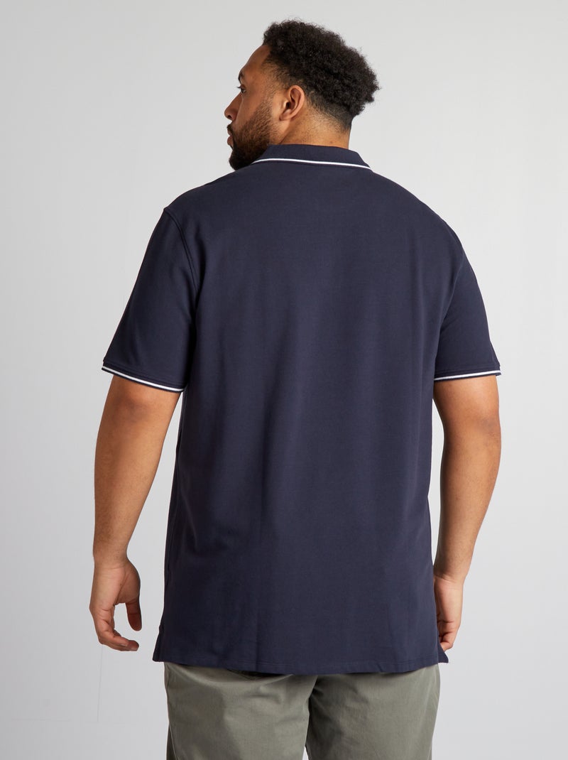 Katoenen polo met contrasterende details BLAUW - Kiabi