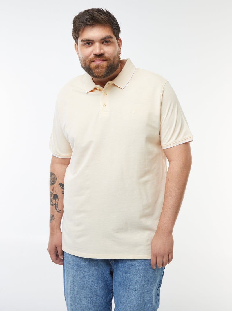 Katoenen polo met contrasterende details Geel - Kiabi