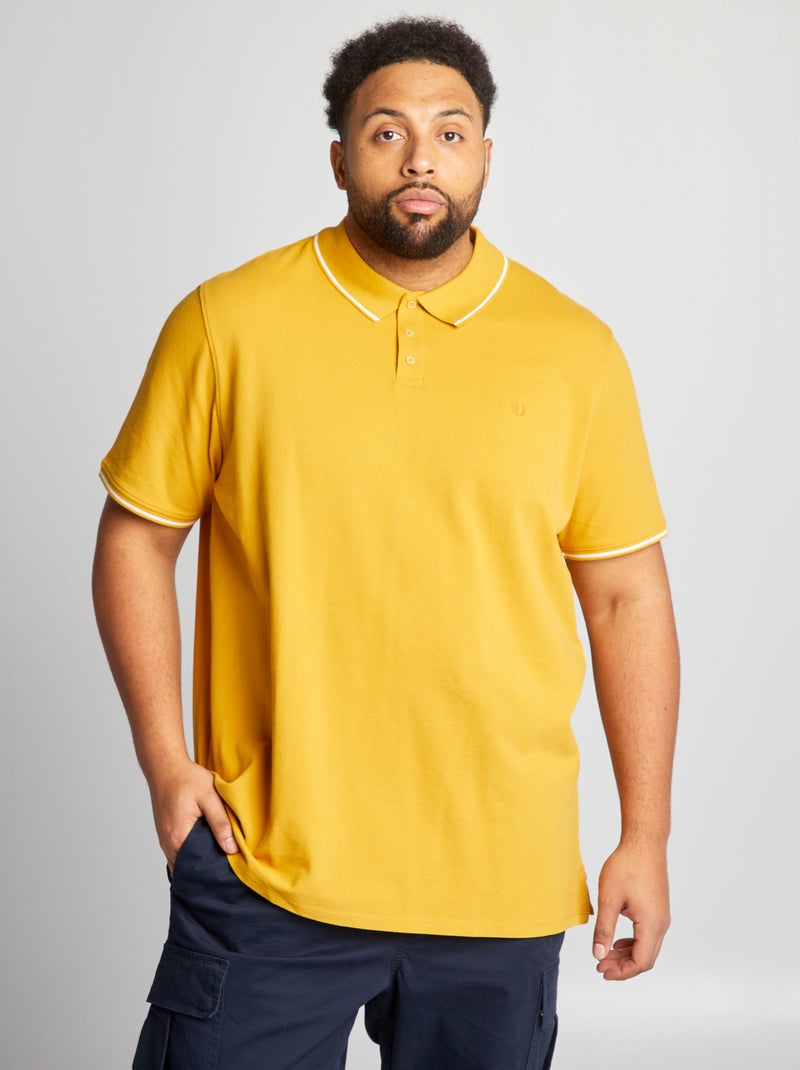 Katoenen polo met contrasterende details GEEL - Kiabi
