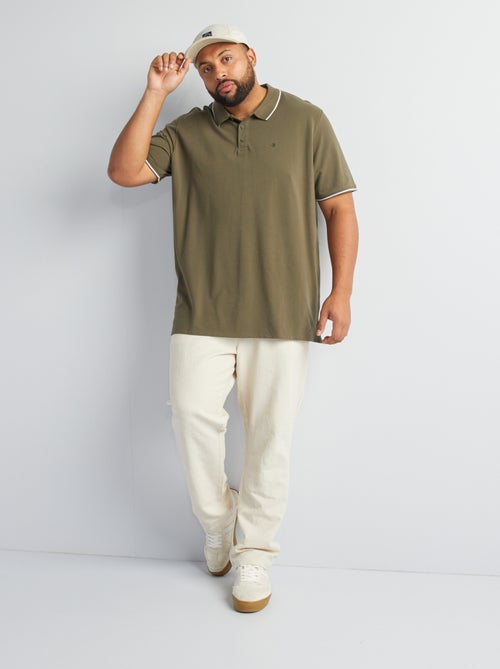 Katoenen polo met contrasterende details - Kiabi