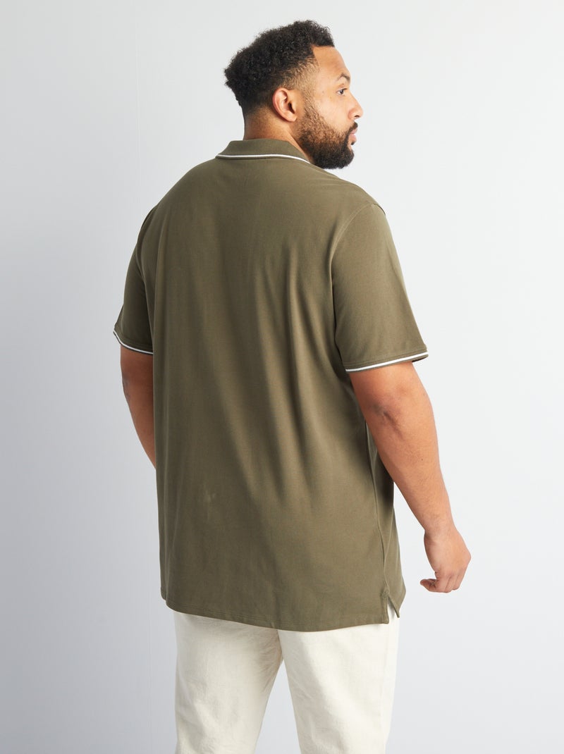 Katoenen polo met contrasterende details KAKI - Kiabi