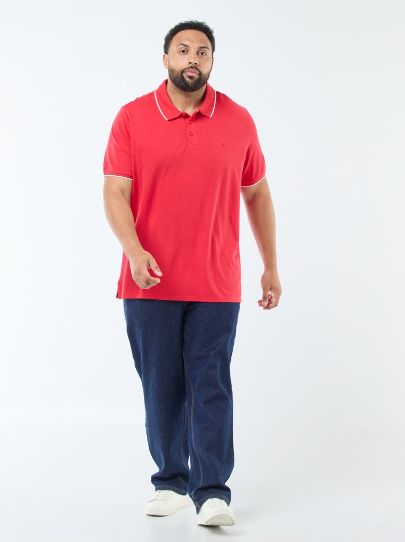 Katoenen polo met contrasterende details Rood - Kiabi