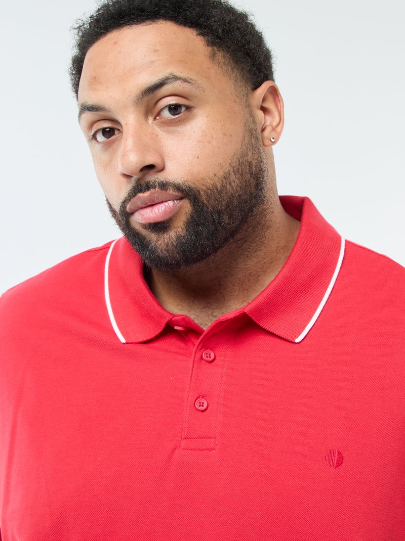 Katoenen polo met contrasterende details Rood - Kiabi