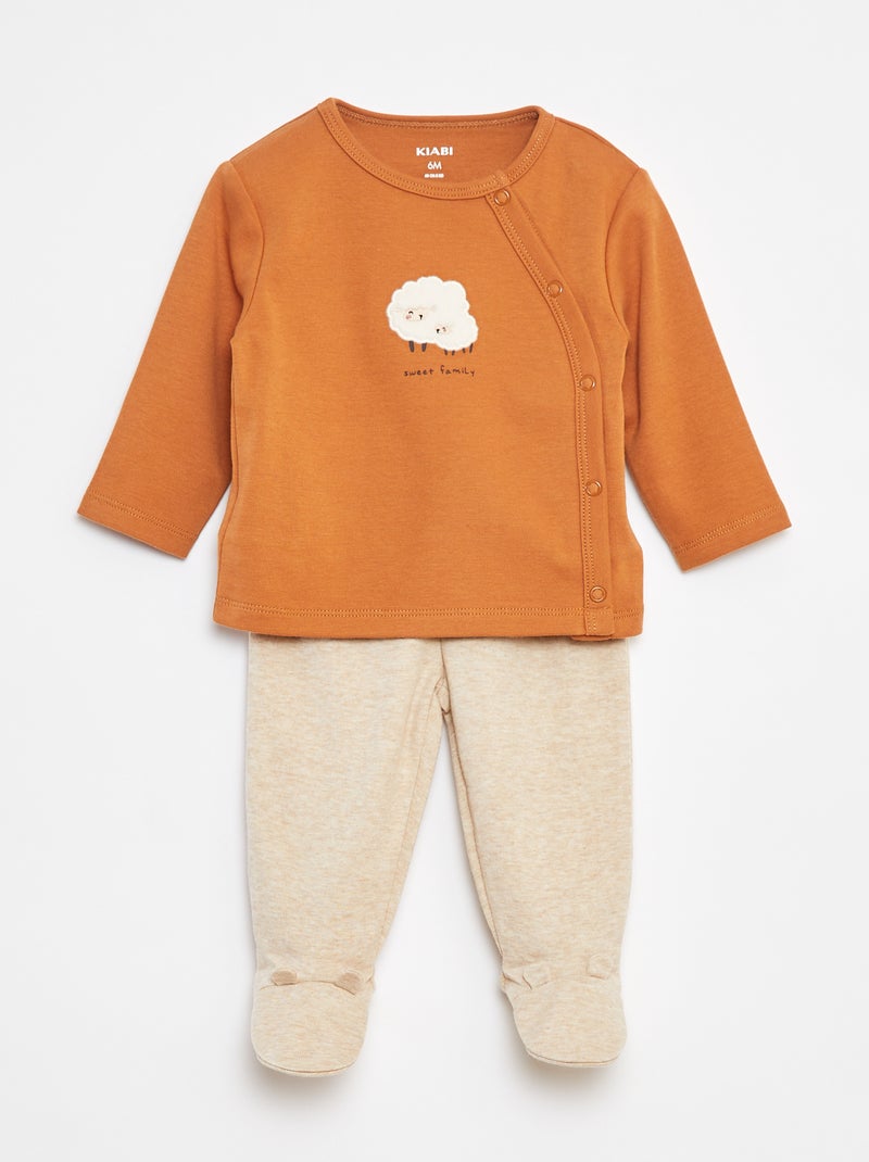 Katoenen pyjama - 2-delig Oranje - Kiabi