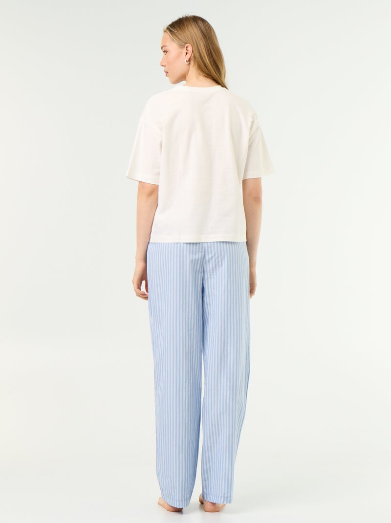Katoenen pyjamaset - T-shirt + broek Blauw - Kiabi