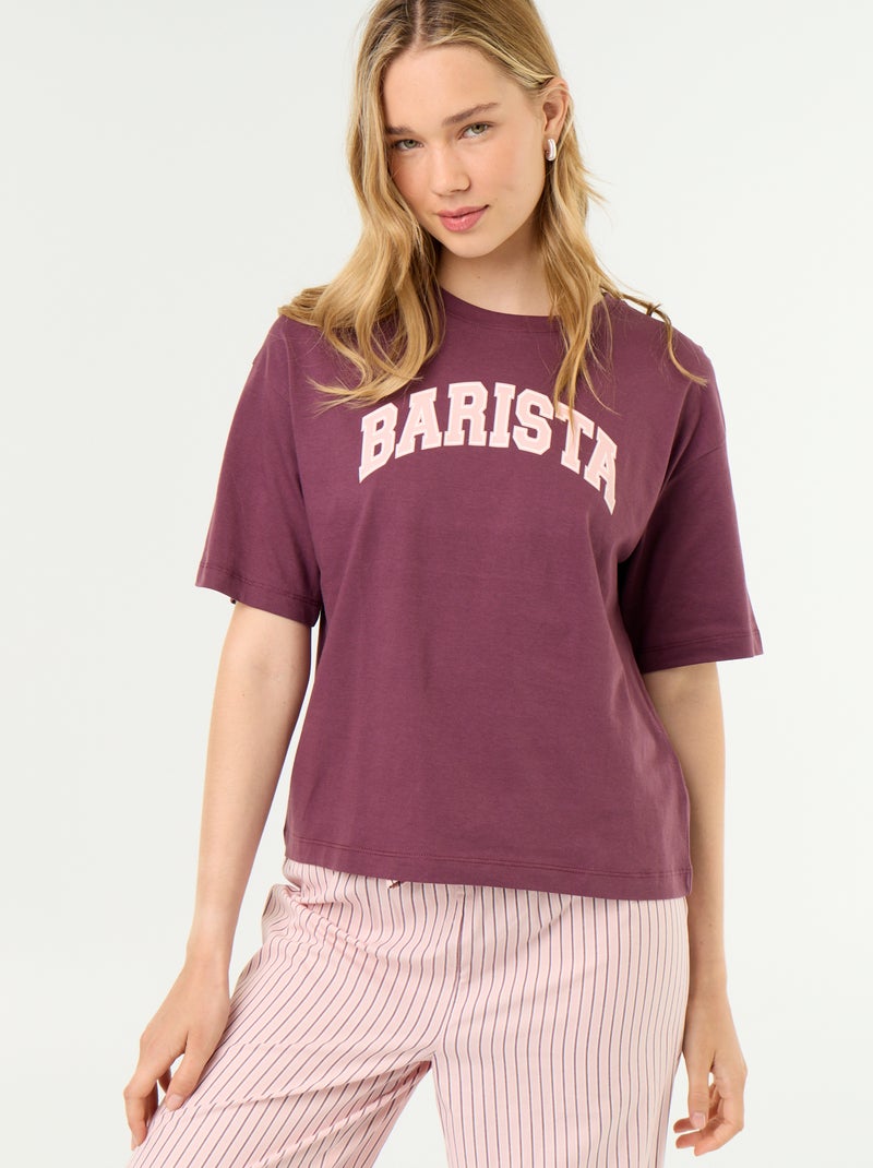 Katoenen pyjamaset - T-shirt + broek Blauw - Kiabi