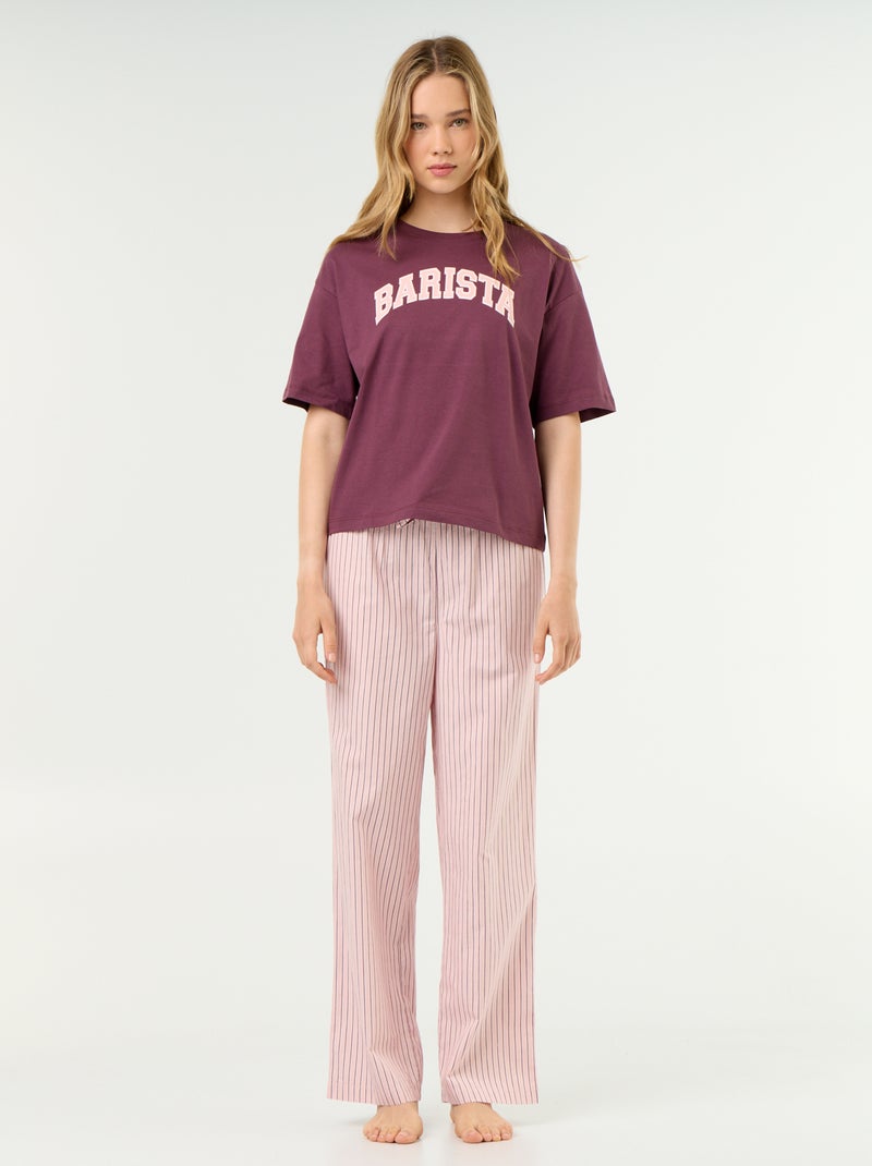 Katoenen pyjamaset - T-shirt + broek Blauw - Kiabi