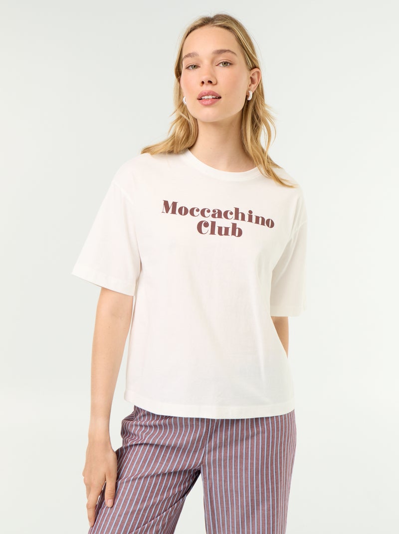 Katoenen pyjamaset - T-shirt + broek Bruin - Kiabi