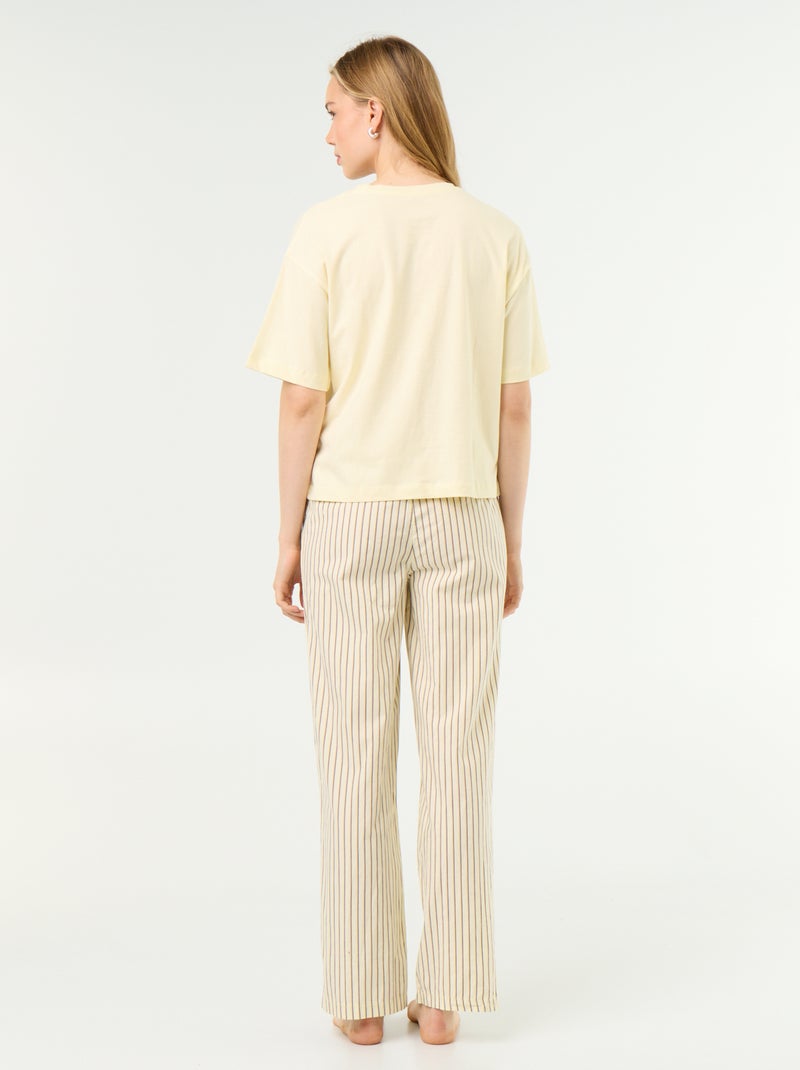 Katoenen pyjamaset - T-shirt + broek Geel - Kiabi
