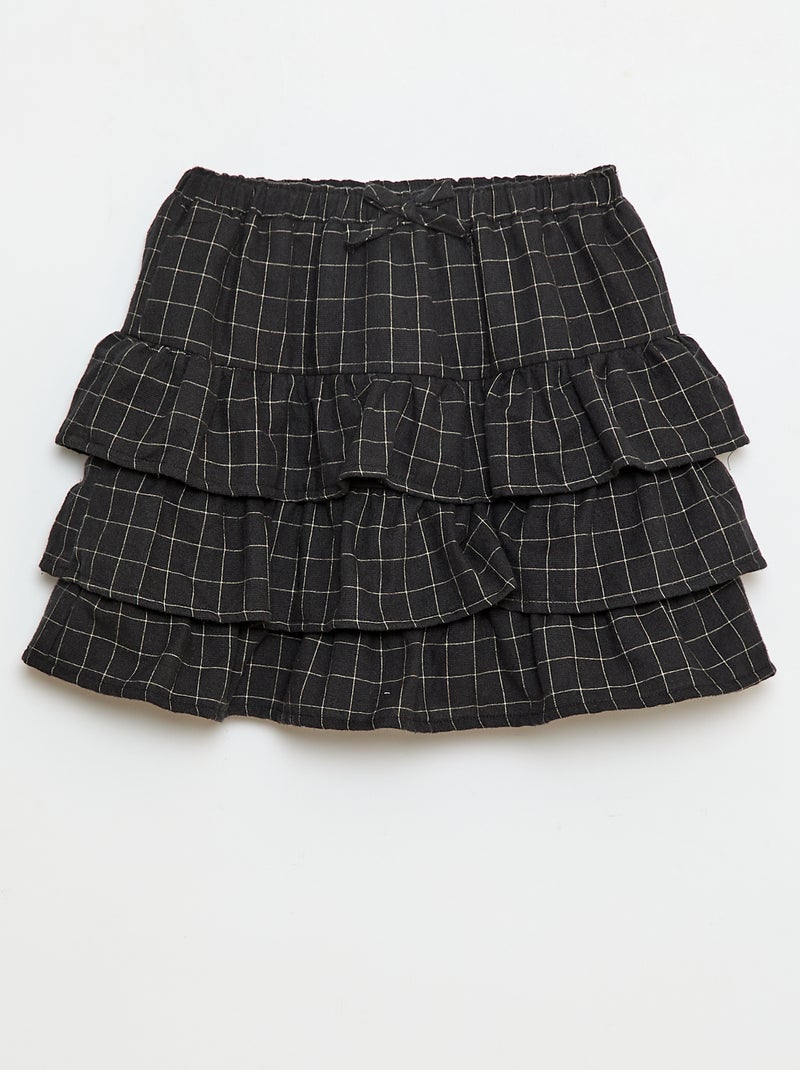 Katoenen rok met ruitjes Grijs - Kiabi