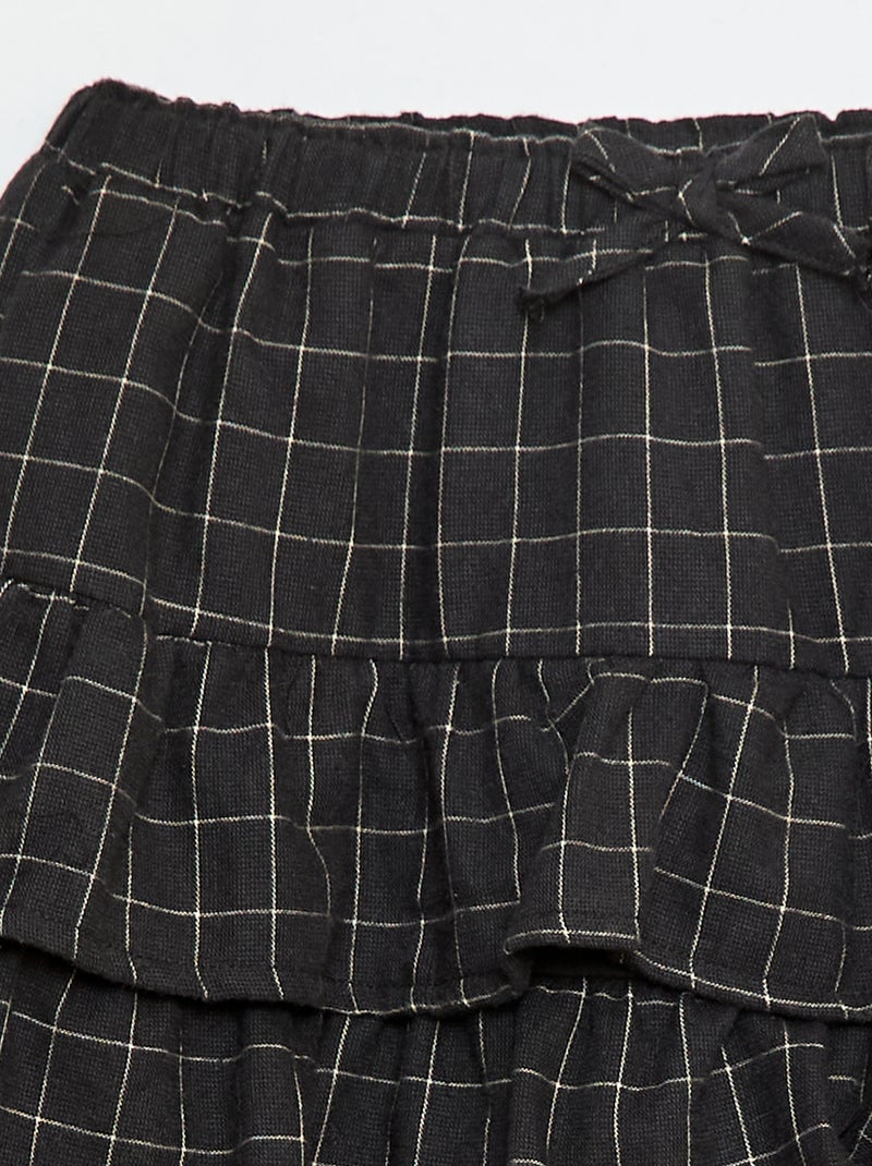 Katoenen rok met ruitjes Grijs - Kiabi