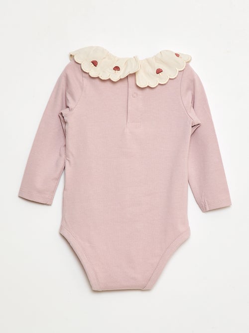 Katoenen rompertje met geborduurd kraagje - Kiabi