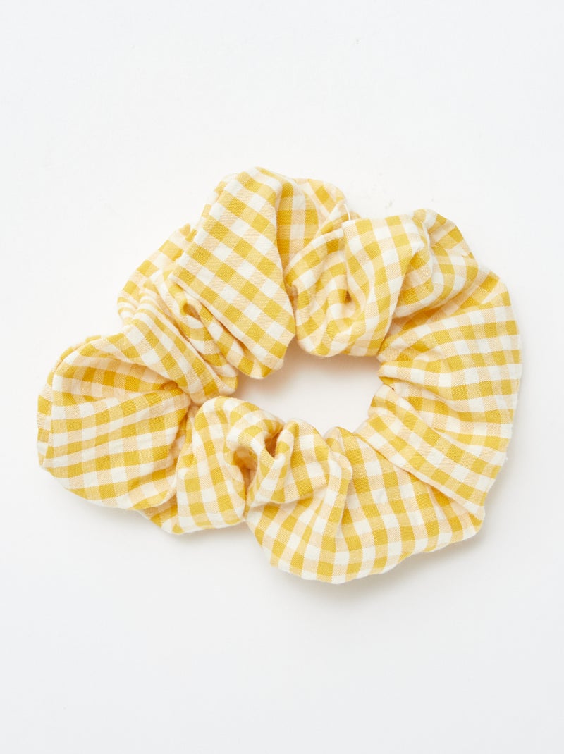 Katoenen scrunchie met vichyruitjes GEEL - Kiabi