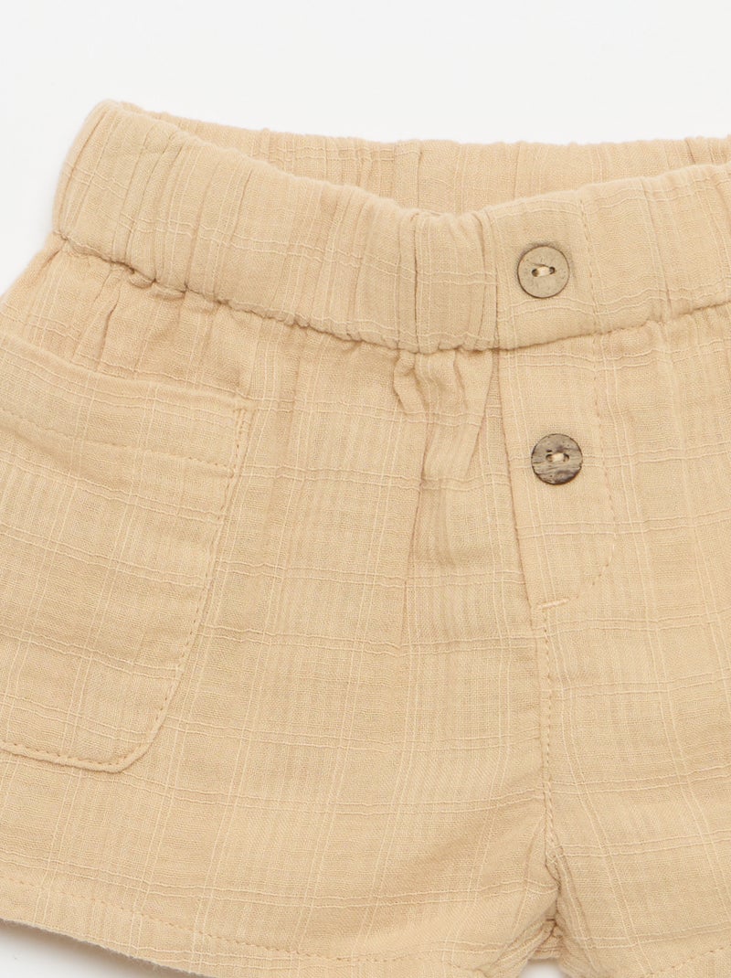 Katoenen short met 2 opgestikte zakken Biege - Kiabi