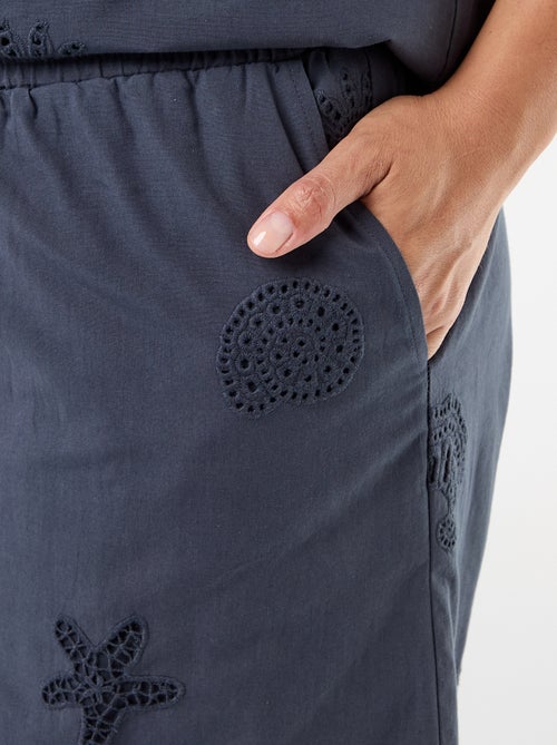 Katoenen short met opengewerkte motieven - Kiabi