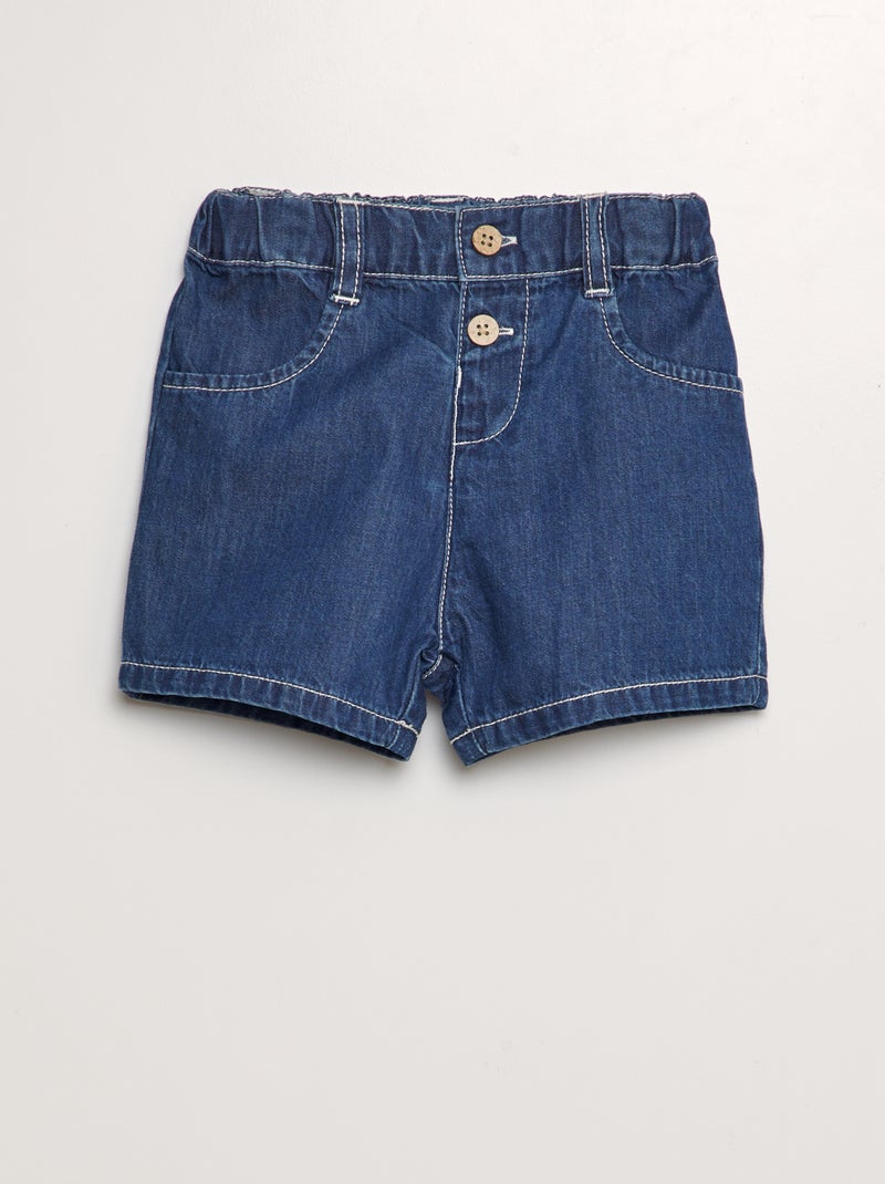 Katoenen short met spijkereffect BLAUW - Kiabi