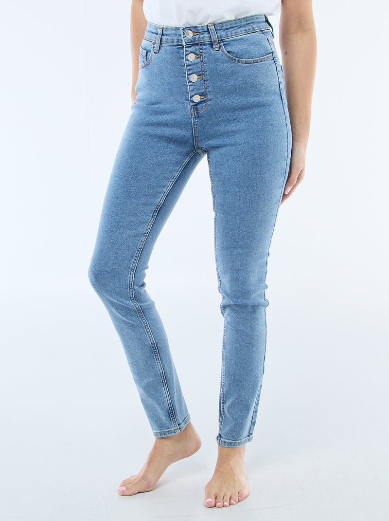 Katoenen skinny spijkerbroek met veel stretch Blauw - Kiabi