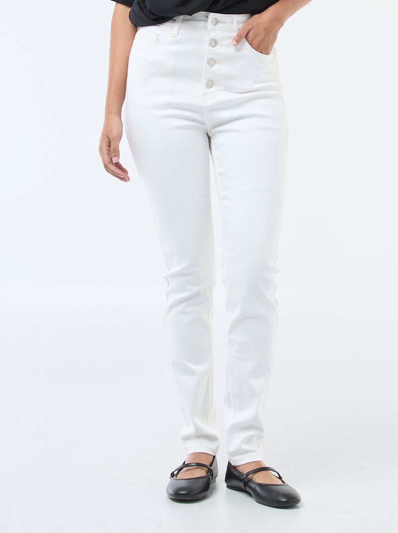 Katoenen skinny spijkerbroek met veel stretch Wit - Kiabi