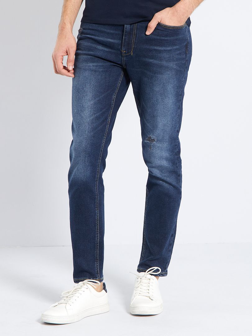 Katoenen slim-fit jeans BLAUW - Kiabi