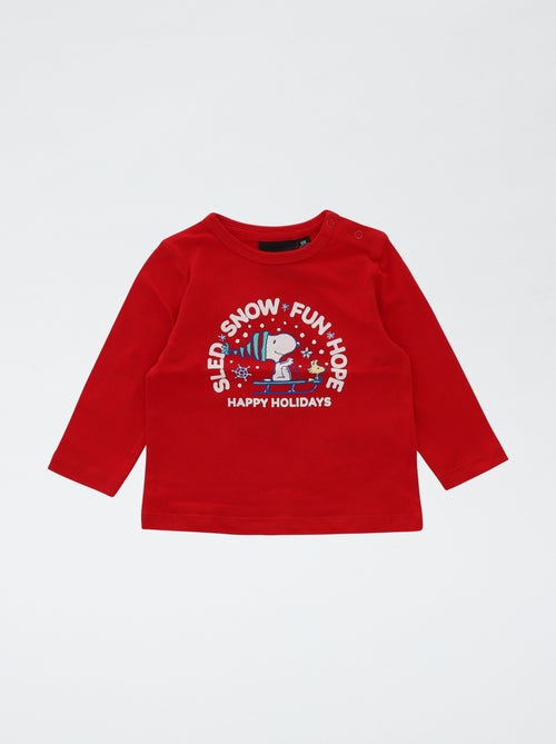 Katoenen Snoopy-pyjama met kerstprint - Kiabi