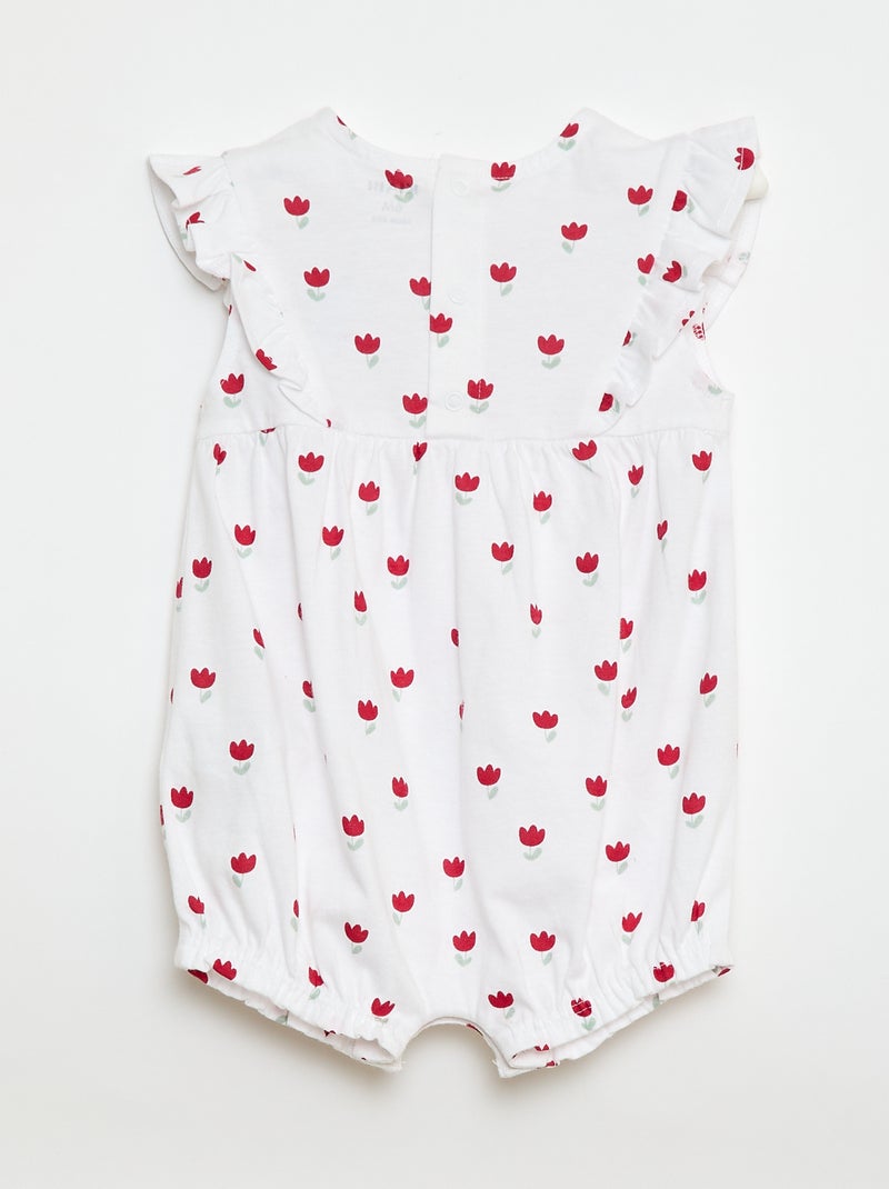 Katoenen speelpakje met print Wit - Kiabi