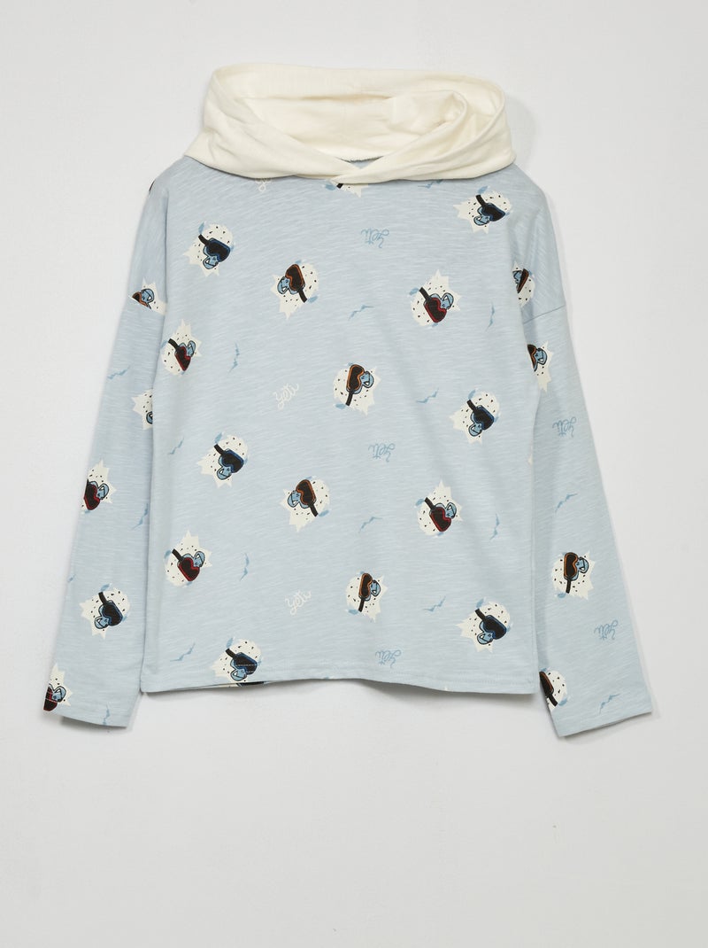 Katoenen sweater met capuchon BLAUW - Kiabi