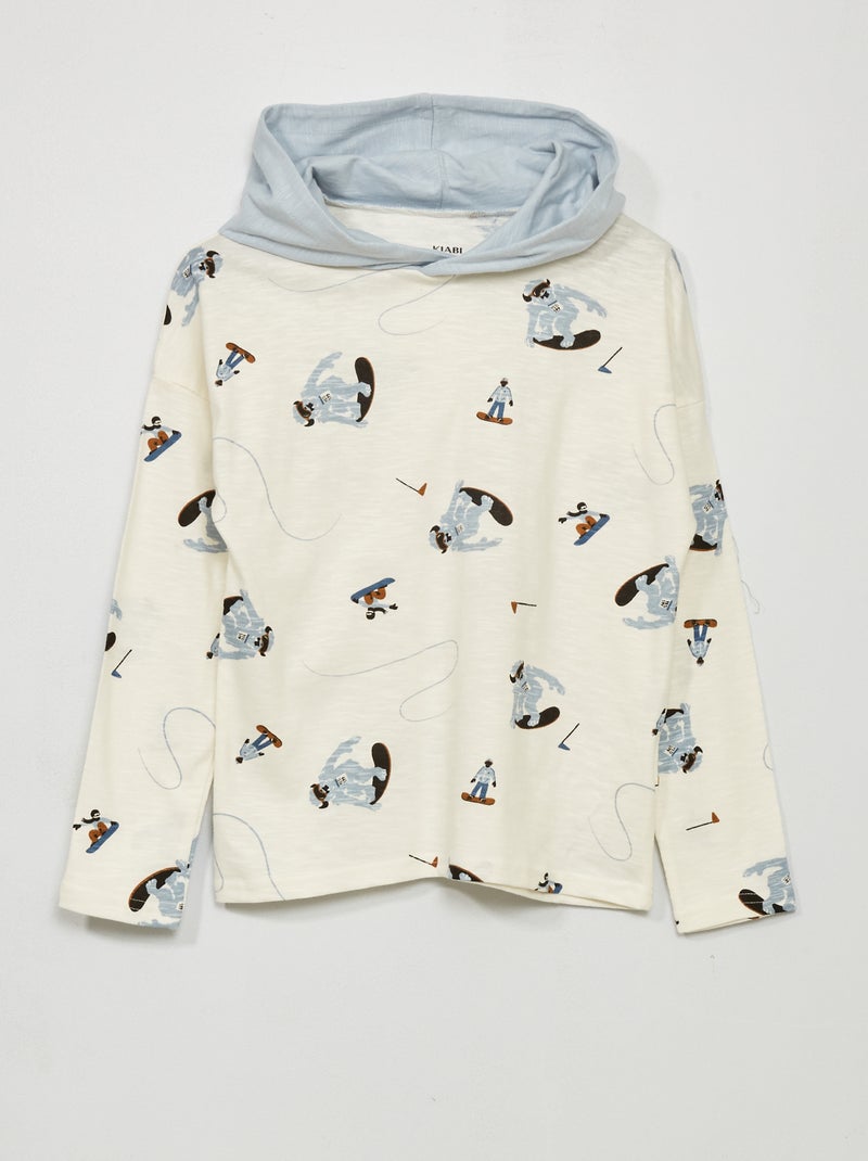 Katoenen sweater met capuchon WIT - Kiabi