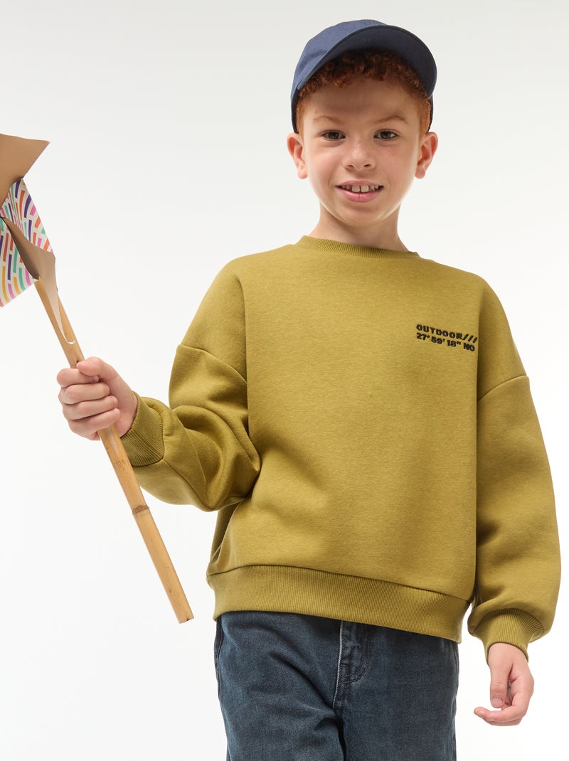 Katoenen sweater met motiefje op de rug Groen - Kiabi