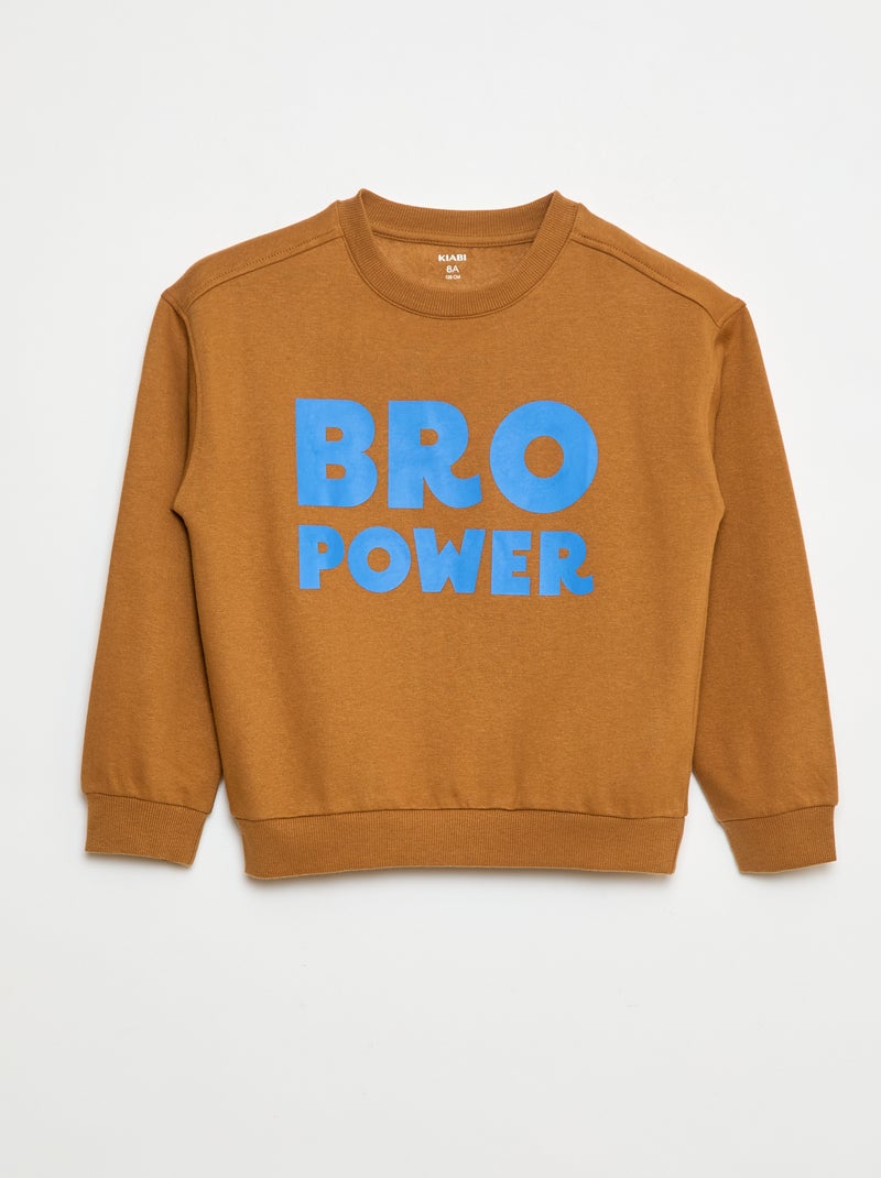 Katoenen sweater met print Bruin - Kiabi