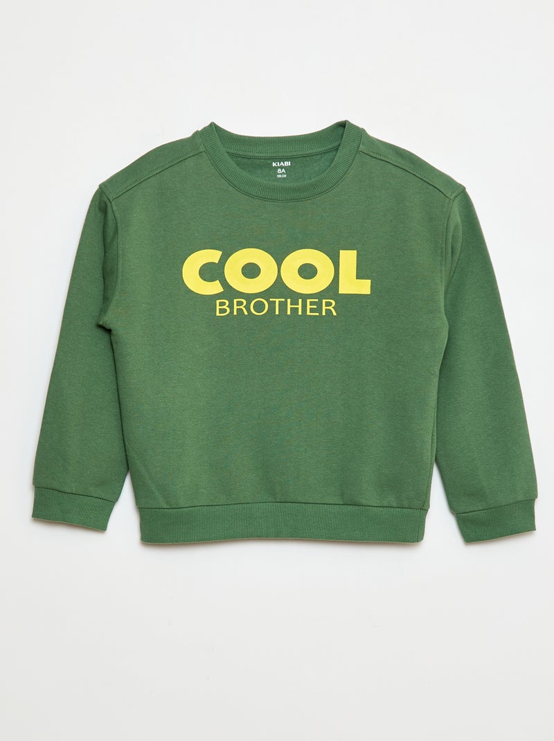 Katoenen sweater met print Groen - Kiabi