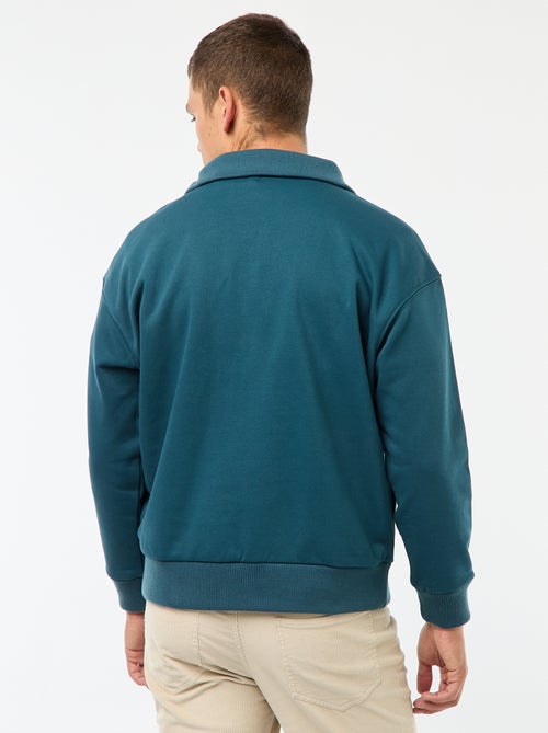 Katoenen sweater met schipperskraag en ritsje - Kiabi