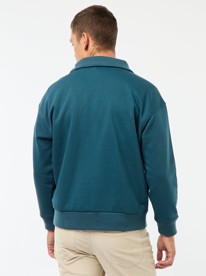 Katoenen sweater met schipperskraag en ritsje Blauw - Kiabi