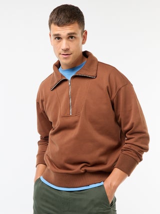 Katoenen sweater met schipperskraag en ritsje