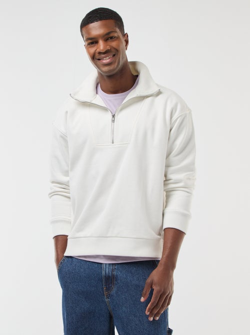 Katoenen sweater met schipperskraag en ritsje - Kiabi