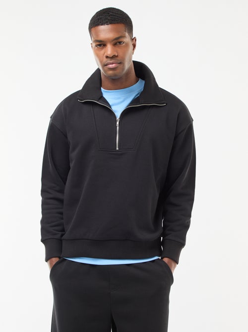 Katoenen sweater met schipperskraag en ritsje - Kiabi