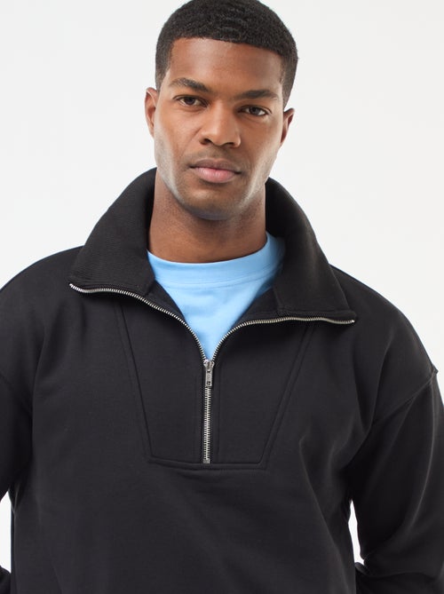 Katoenen sweater met schipperskraag en ritsje - Kiabi