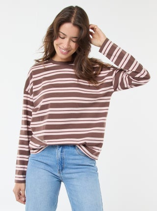 Katoenen T-shirt met driekleurige strepenprint