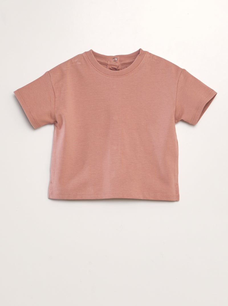Katoenen T-shirt met drukknoopjes op de rug Tough Cotton - Uniseks ROSE - Kiabi