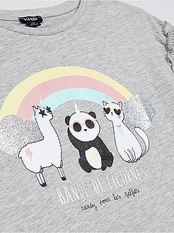 Katoenen T-shirt met eenhoornprint - Kiabi