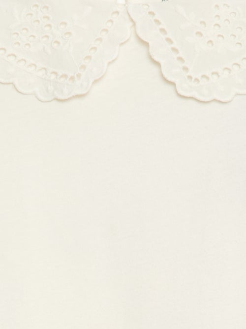 Katoenen T-shirt met geborduurd kraagje - Kiabi