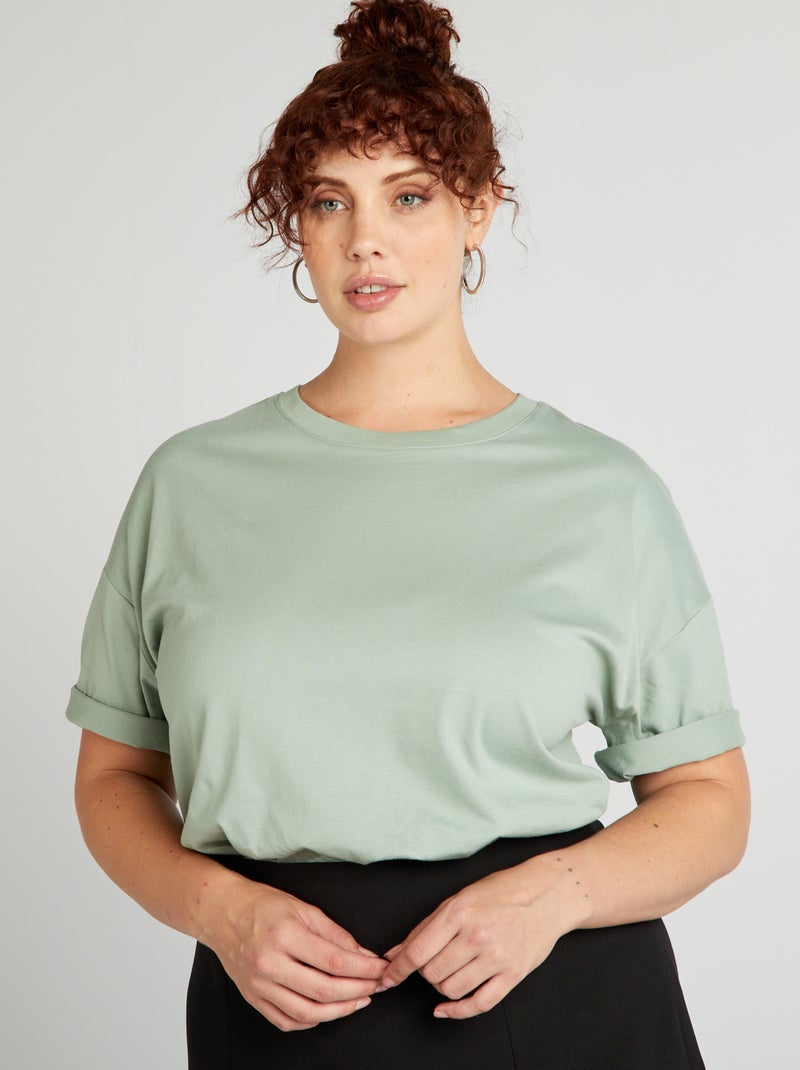 Katoenen T-shirt met korte mouw GROEN - Kiabi