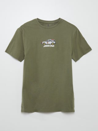 Katoenen T-shirt met kraagje 'Jurassic Park'