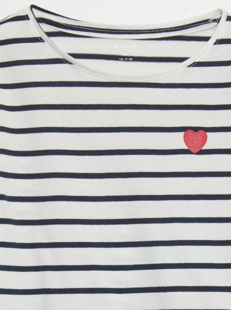 Katoenen T-shirt met lange mouw BLAUW - Kiabi