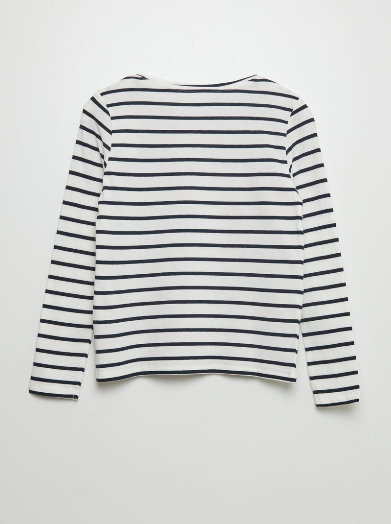 Katoenen T-shirt met lange mouw BLAUW - Kiabi