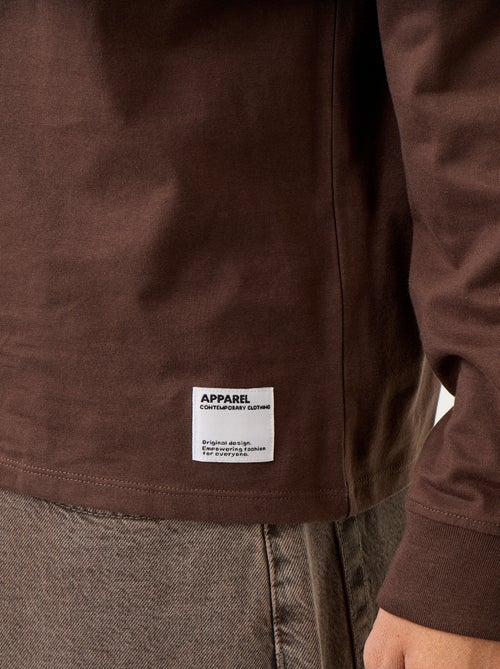 Katoenen T-shirt met lange mouwen en ronde hals - Kiabi